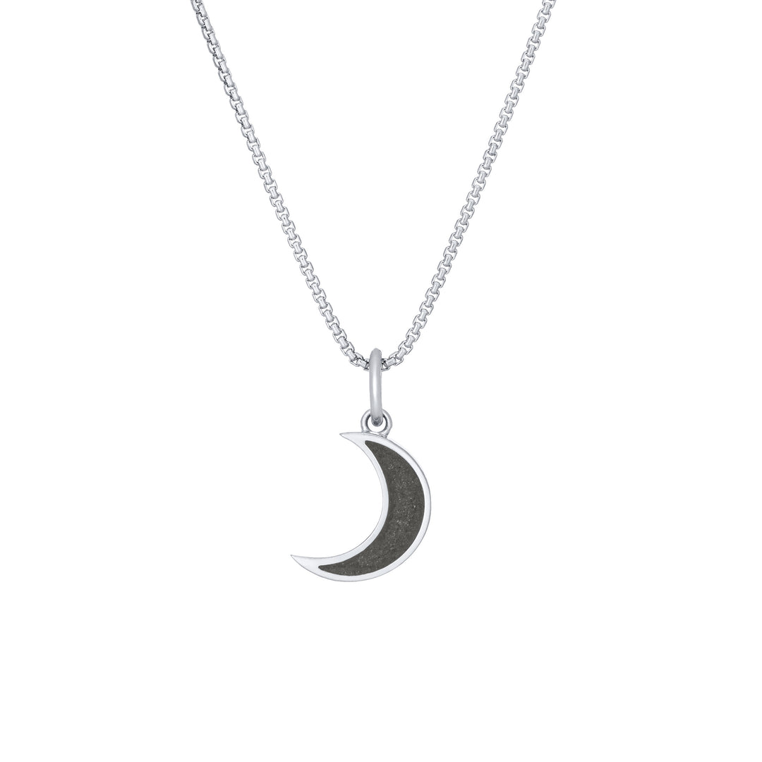 Dainty Crescent Moon Cremation Necklace in 14K White Gold