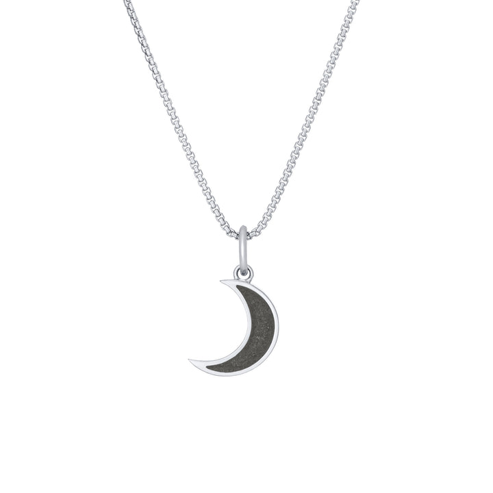 Dainty Crescent Moon Cremation Necklace in 14K White Gold