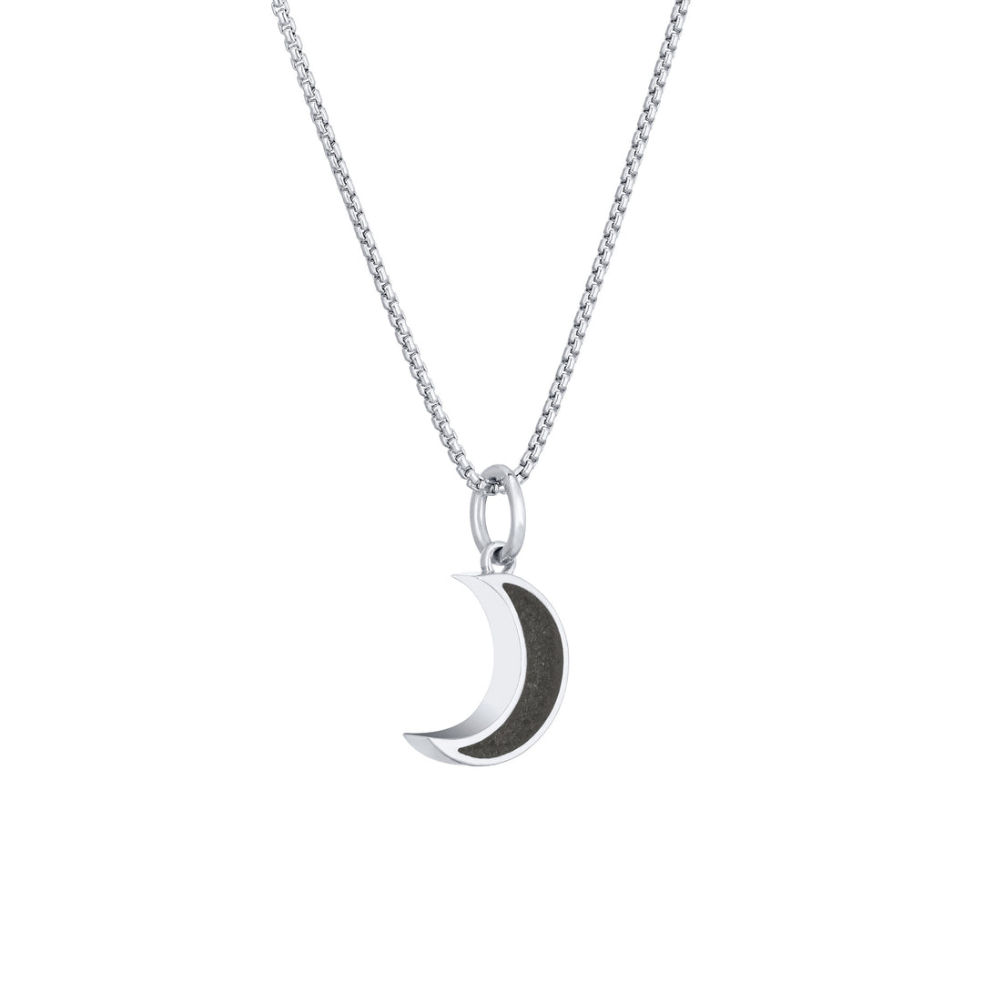 Dainty Crescent Moon Cremation Necklace in 14K White Gold
