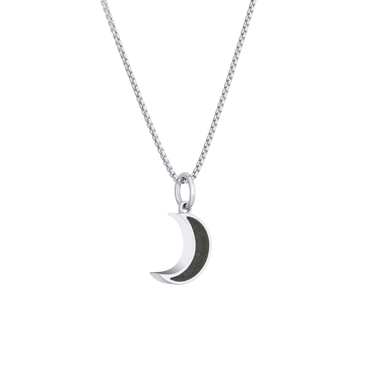 Dainty Crescent Moon Cremation Necklace in 14K White Gold