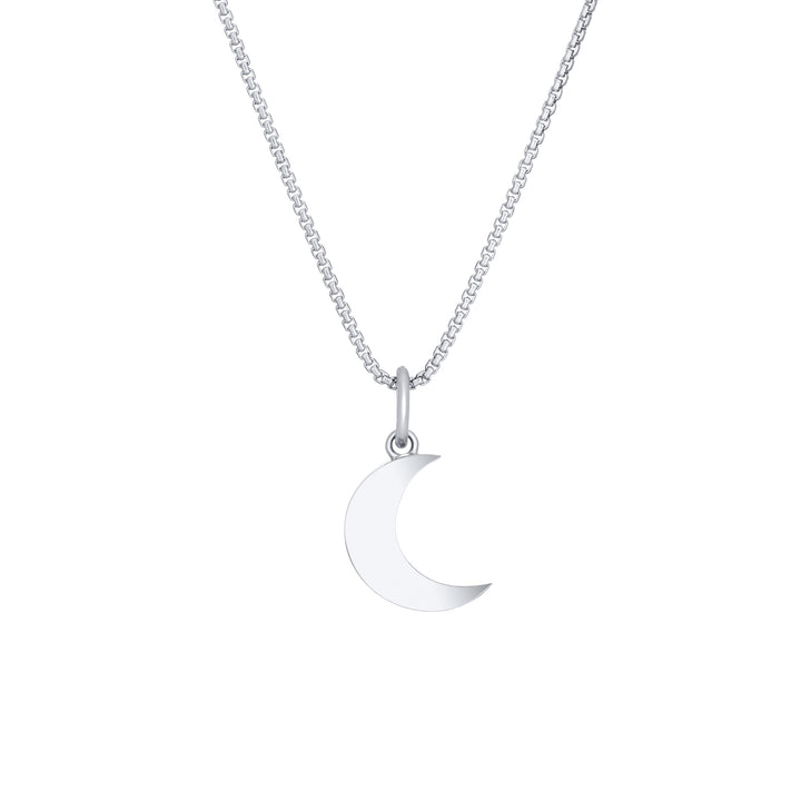 Dainty Crescent Moon Cremation Necklace in 14K White Gold