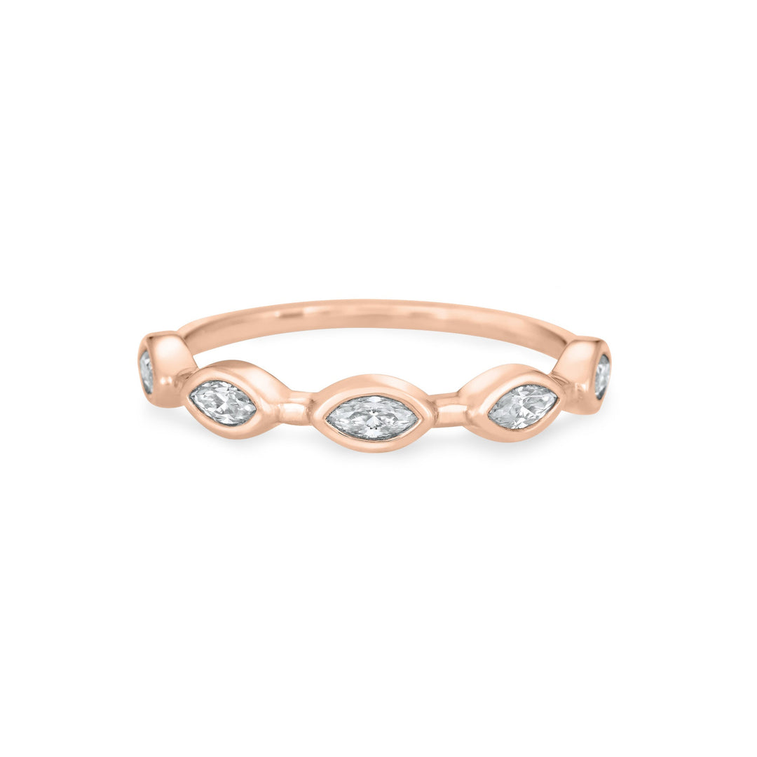 Five Stone Marquise Diamond Ring in 14K Rose Gold