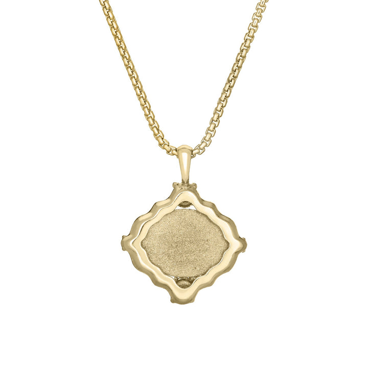 Scalloped Oval Cremation Necklace in 14K Yellow Gold with Diamonds