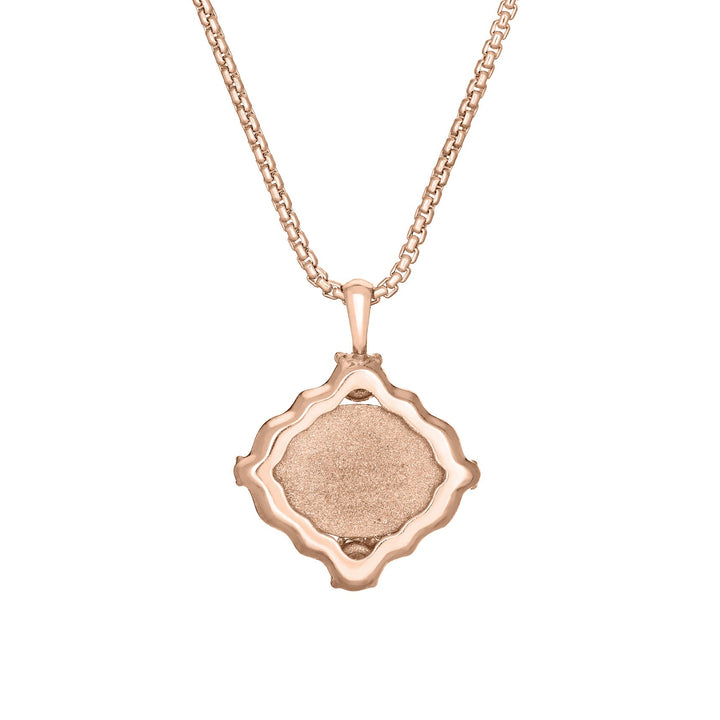 Scalloped Oval Cremation Necklace in 14K Rose Gold with Diamonds