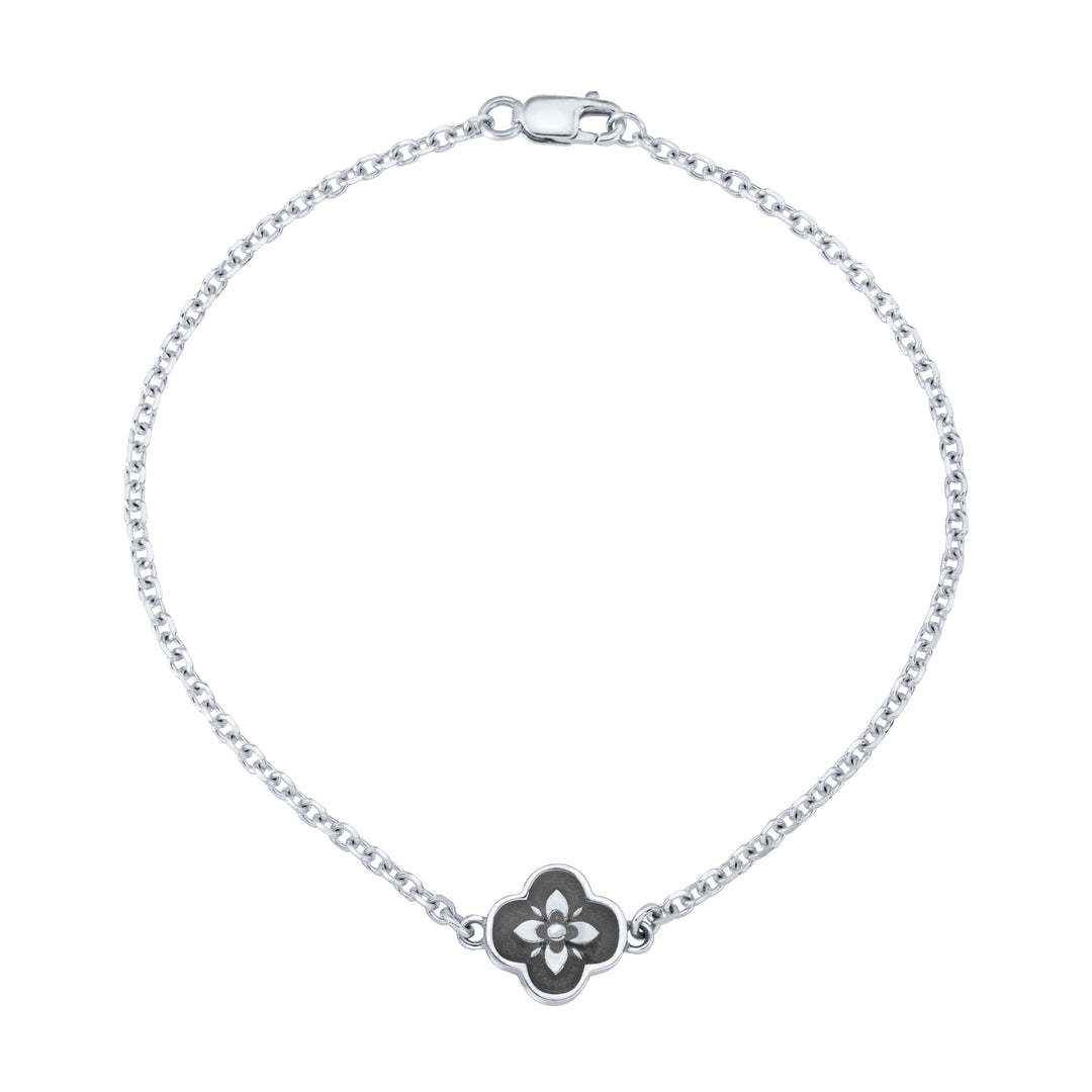 Clover Cremation Bracelet in 14K White Gold