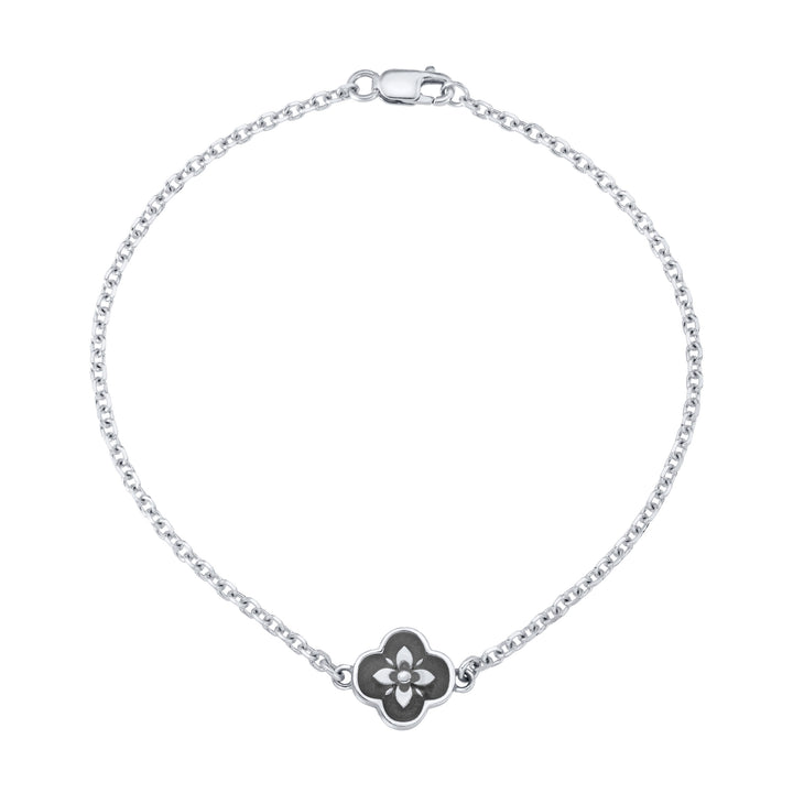 Clover Cremation Bracelet in 14K White Gold
