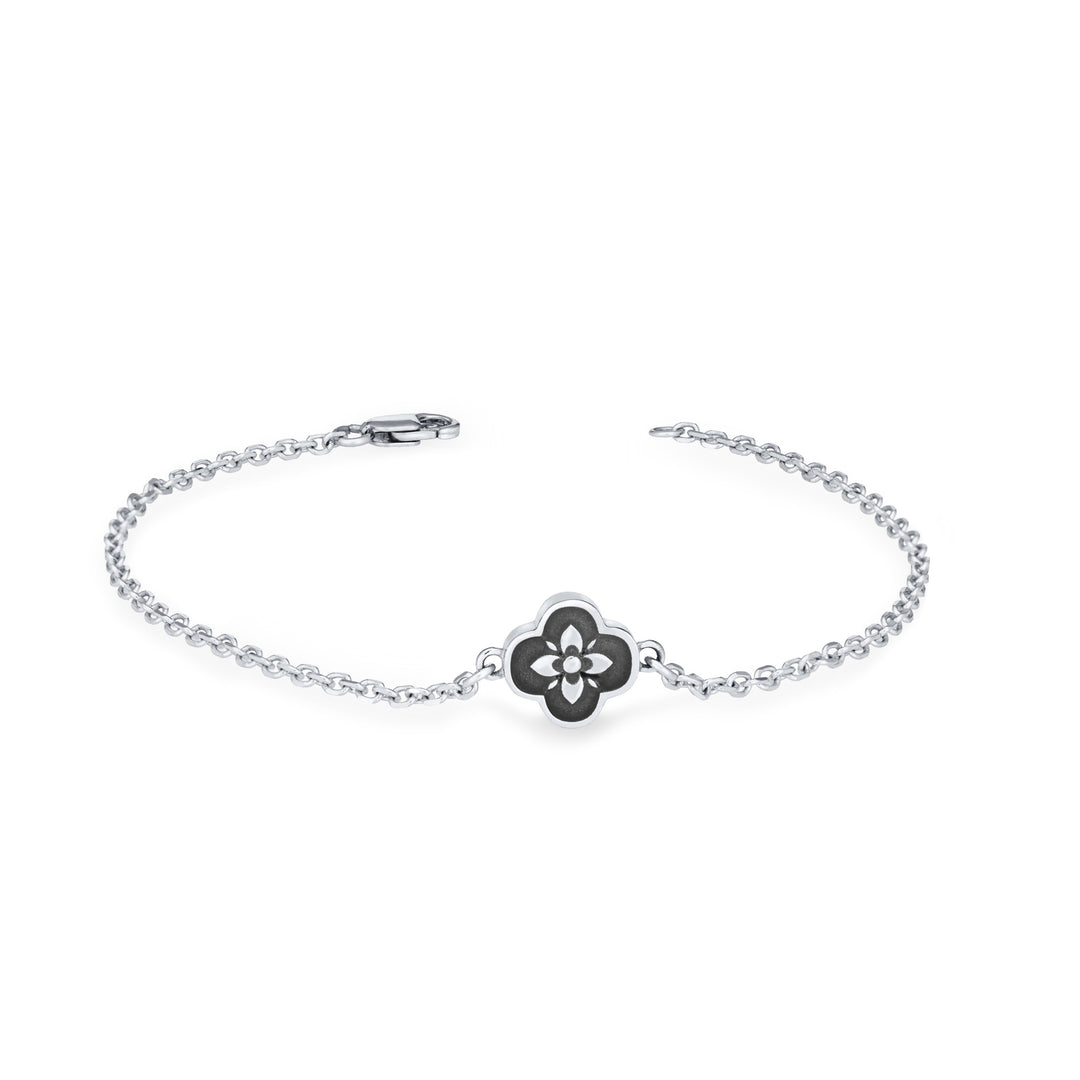 Clover Cremation Bracelet in 14K White Gold