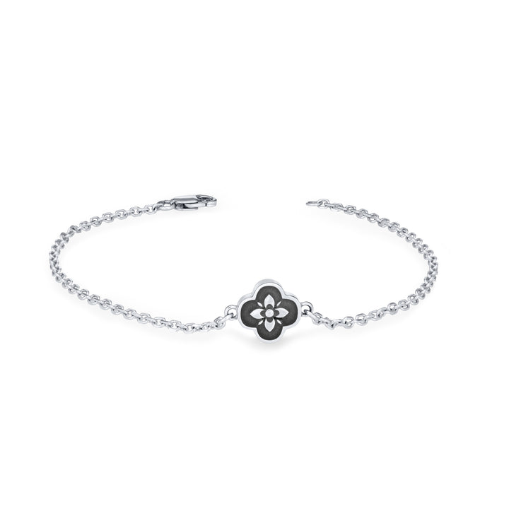 Clover Cremation Bracelet in 14K White Gold