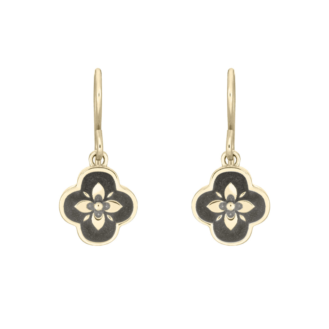 Clover Cremation Earrings in 14K Yellow Gold
