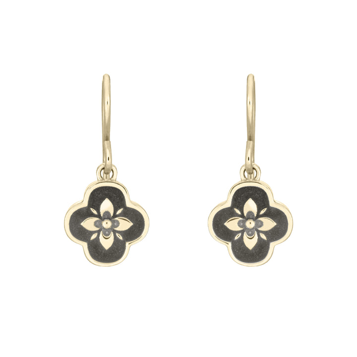 Clover Cremation Earrings in 14K Yellow Gold