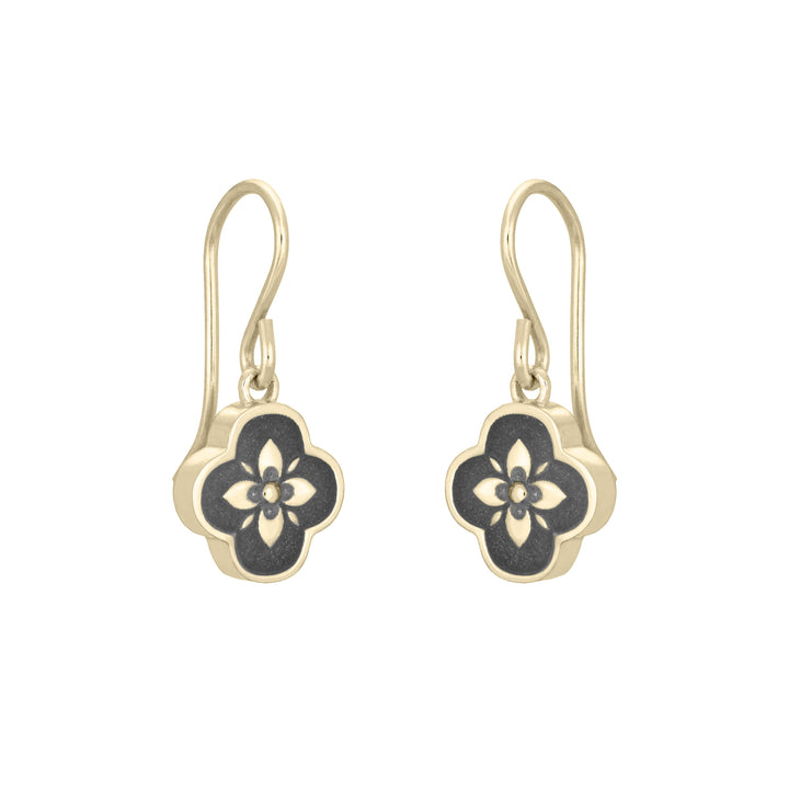 Clover Cremation Earrings in 14K Yellow Gold