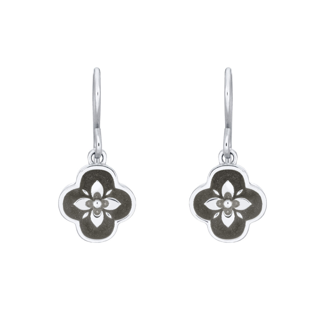 Clover Cremation Earrings in 14K White Gold