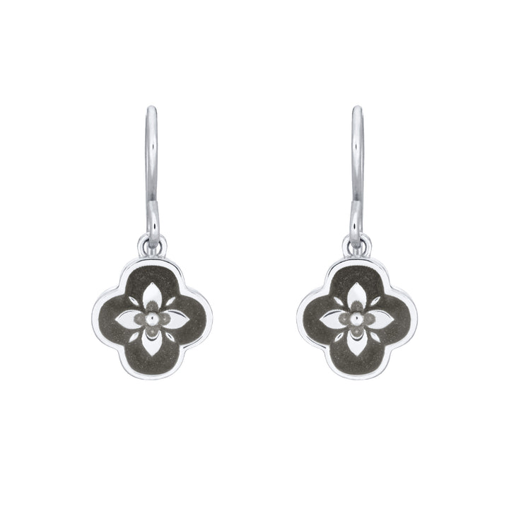 Clover Cremation Earrings in 14K White Gold