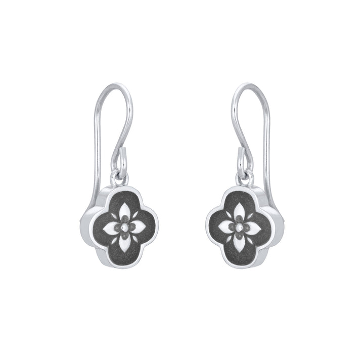 Clover Cremation Earrings in 14K White Gold