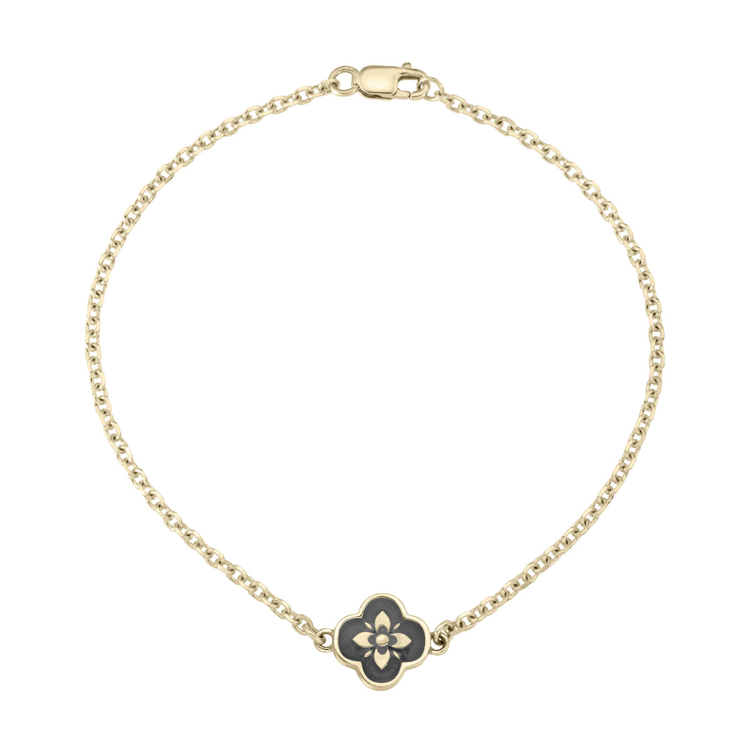 Clover Cremation Bracelet in 14K Yellow Gold