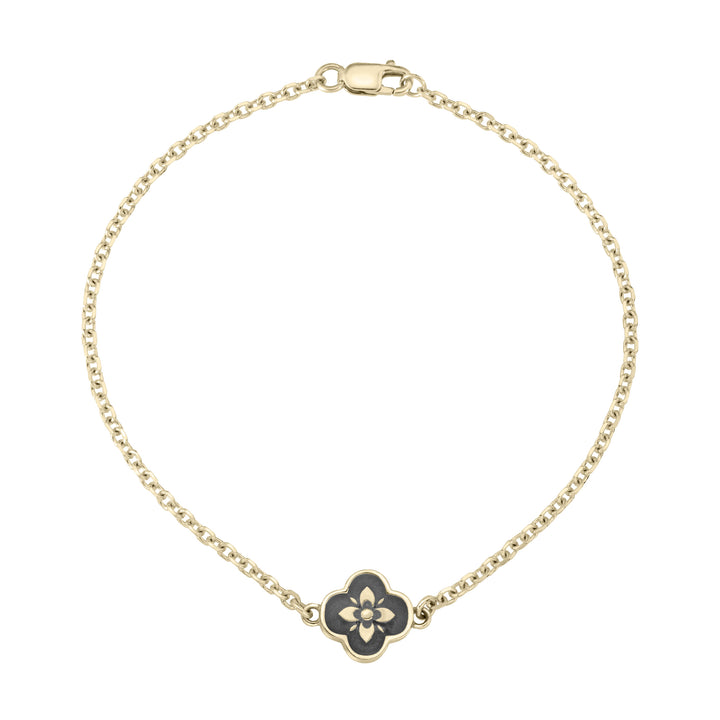 Clover Cremation Bracelet in 14K Yellow Gold