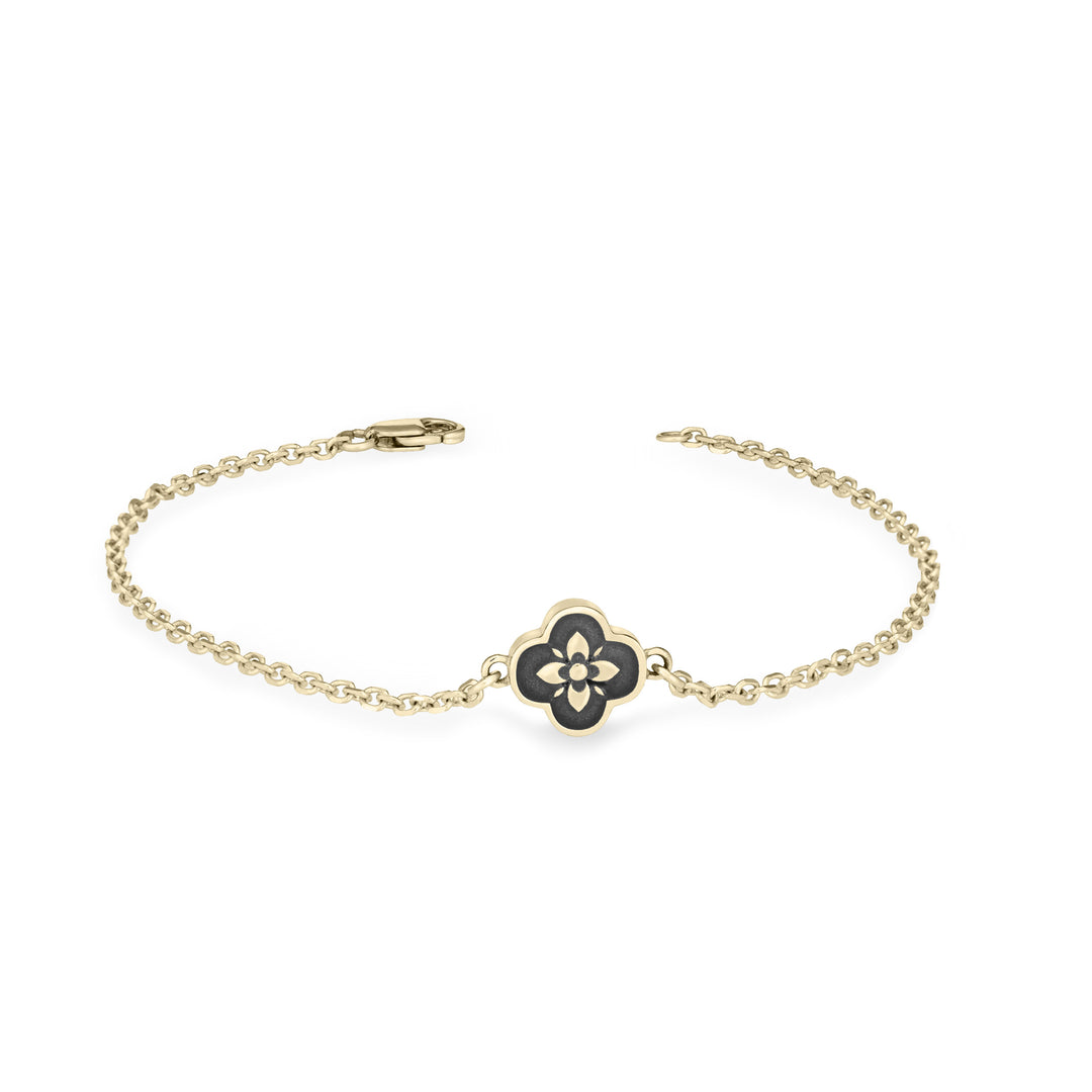 Clover Cremation Bracelet in 14K Yellow Gold