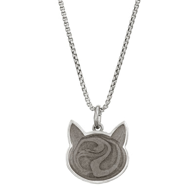 close by me's sterling silver cat cremation pendant from the front