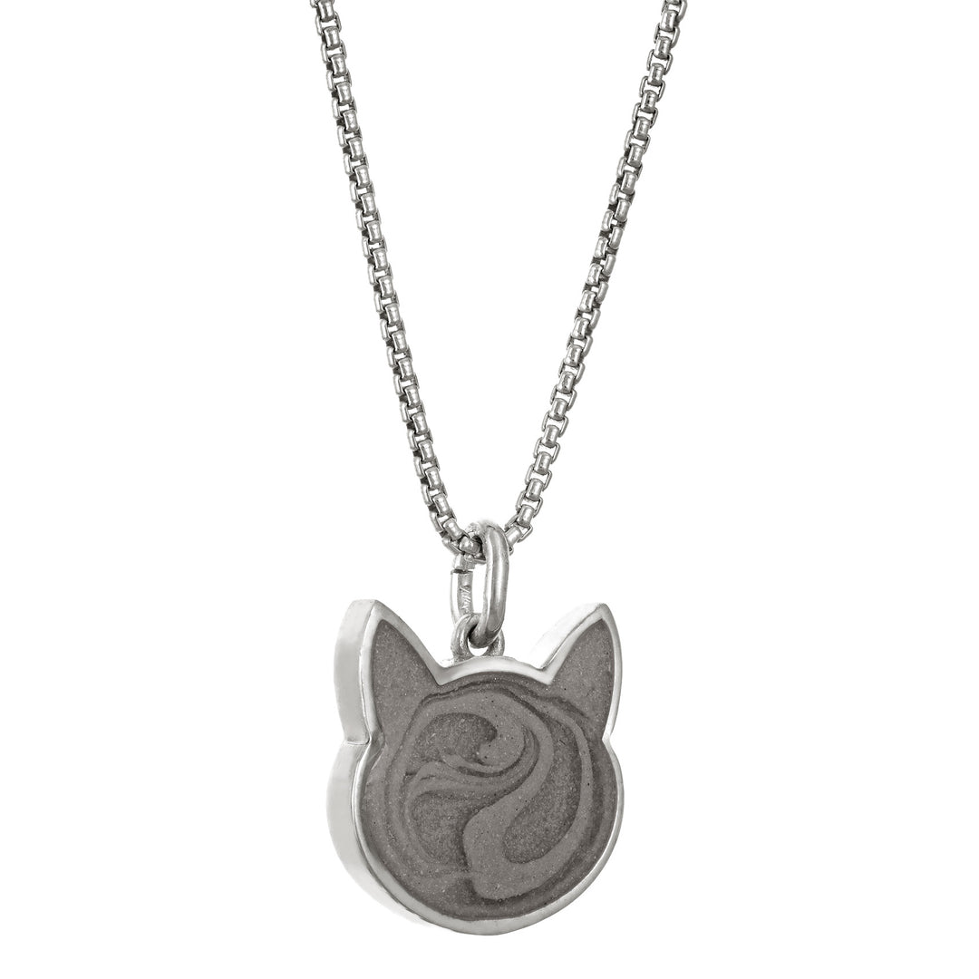 close by me's sterling silver cat cremation pendant from the side