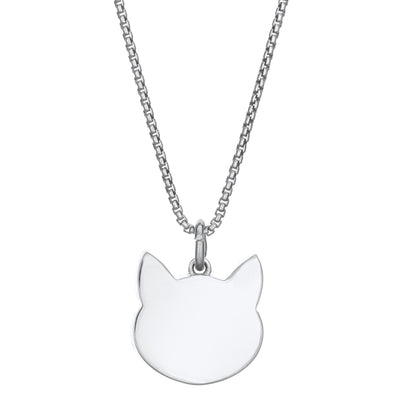 close by me's 14k white gold cat memorial pendant from the back