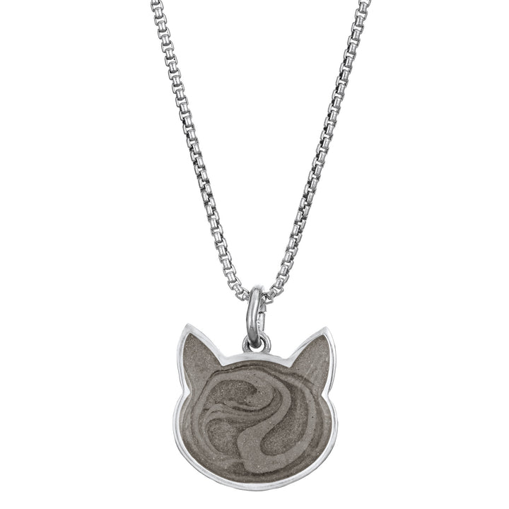 close by me's 14k white gold cat memorial pendant from the front