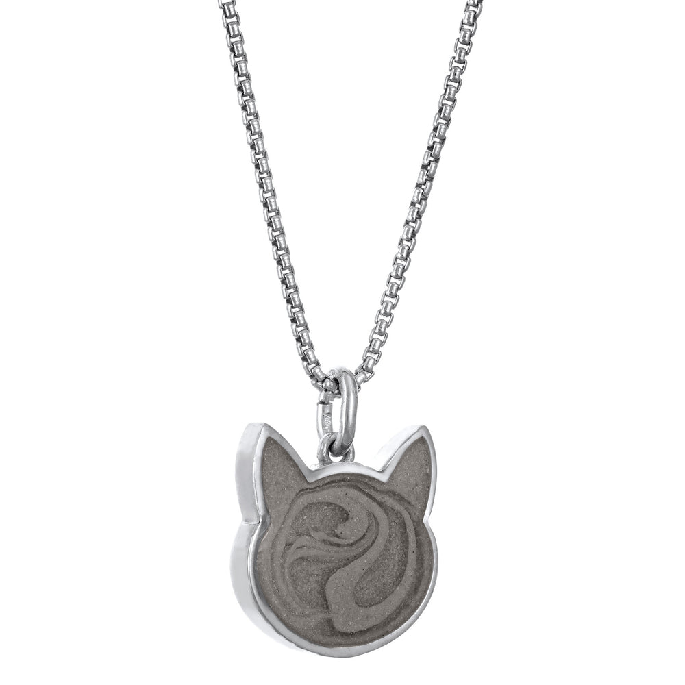 close by me's 14k white gold cat memorial pendant from the side