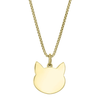 close by me's 14k yellow gold cat ashes pendant from the back