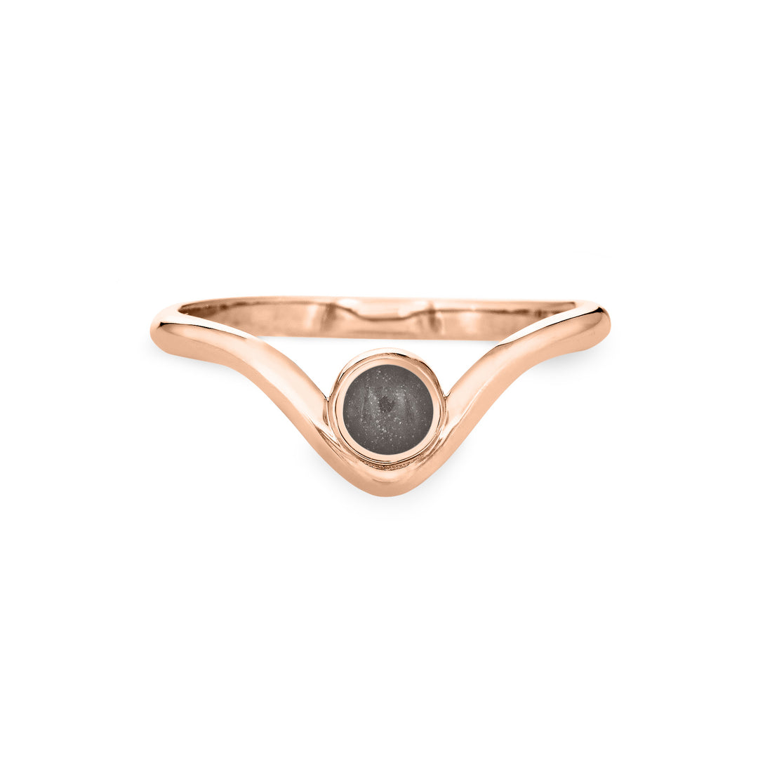 Front of Close By Me's Chevron Circle Setting Cremation Ring in 14K Rose Gold