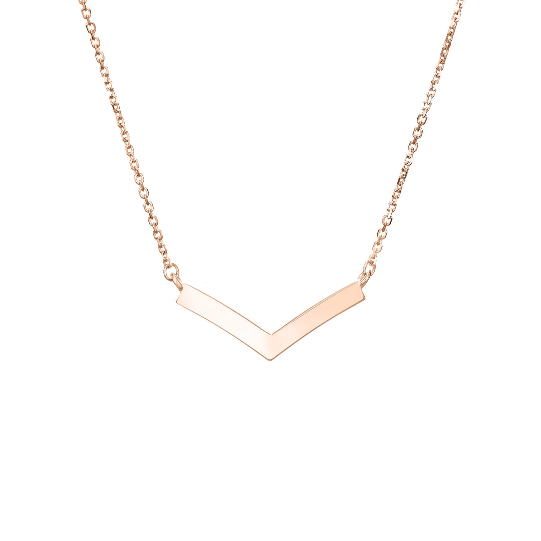close by me jewelry's 14k rose gold chevron cremation necklace from the back