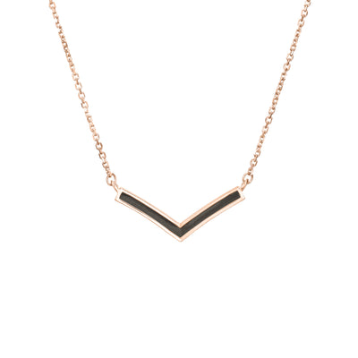 close by me jewelry's 14k rose gold chevron cremation necklace from the front