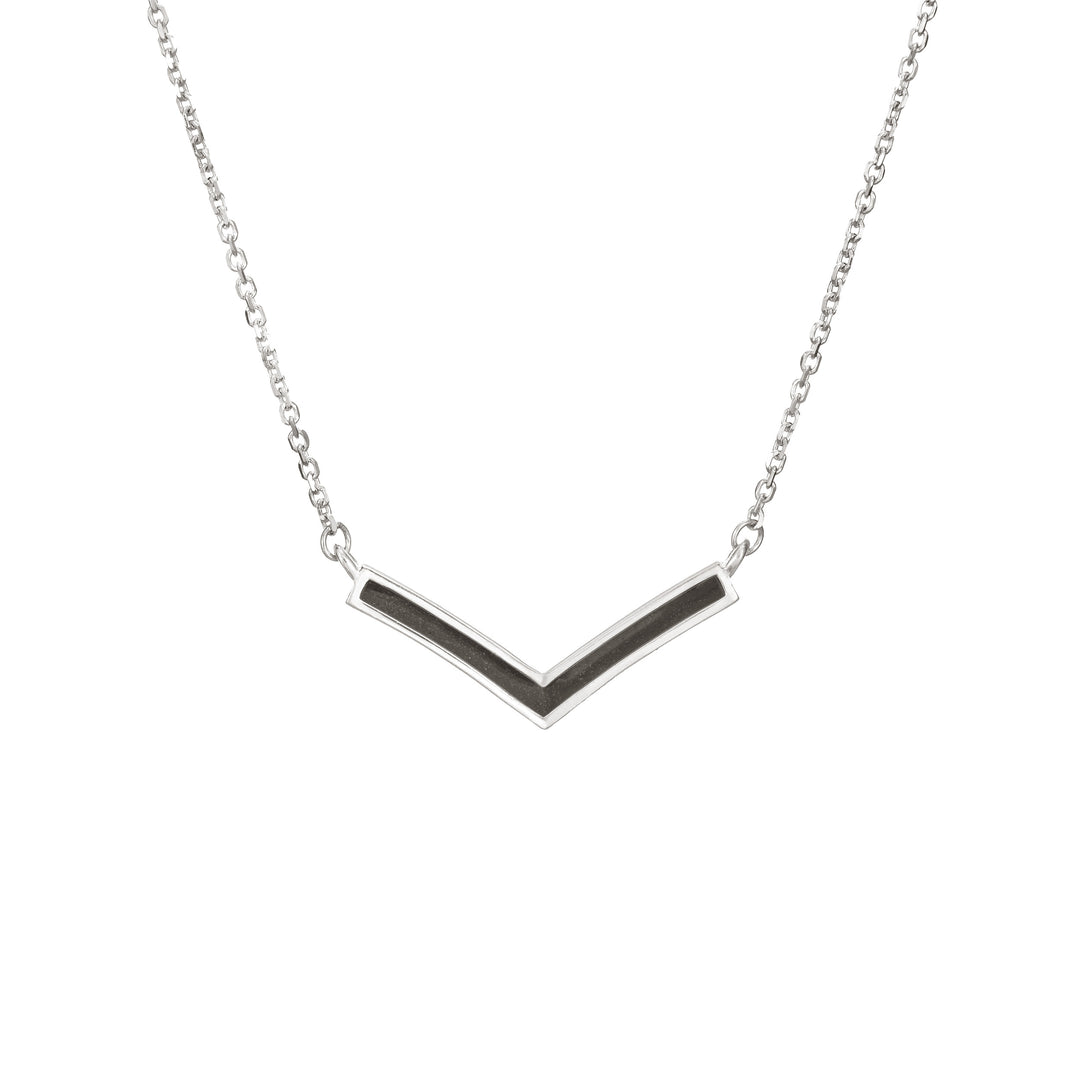 close by me jewelry's sterling silver chevron ashes necklace from the front