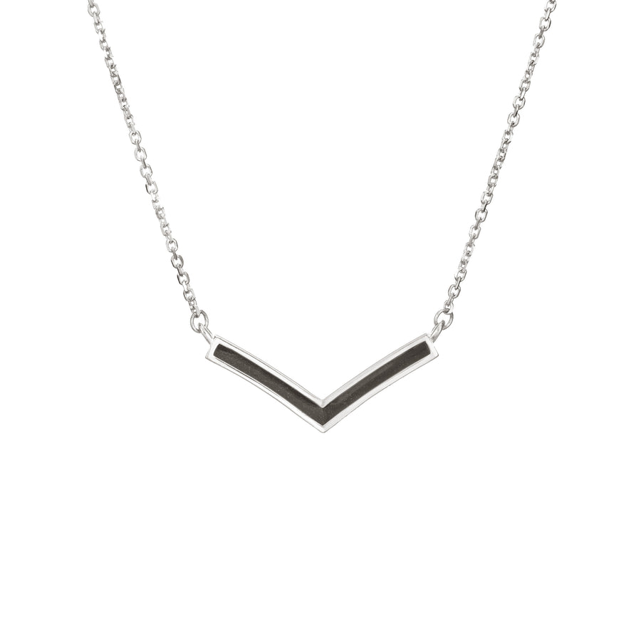 close by me jewelry's sterling silver chevron ashes necklace from the front