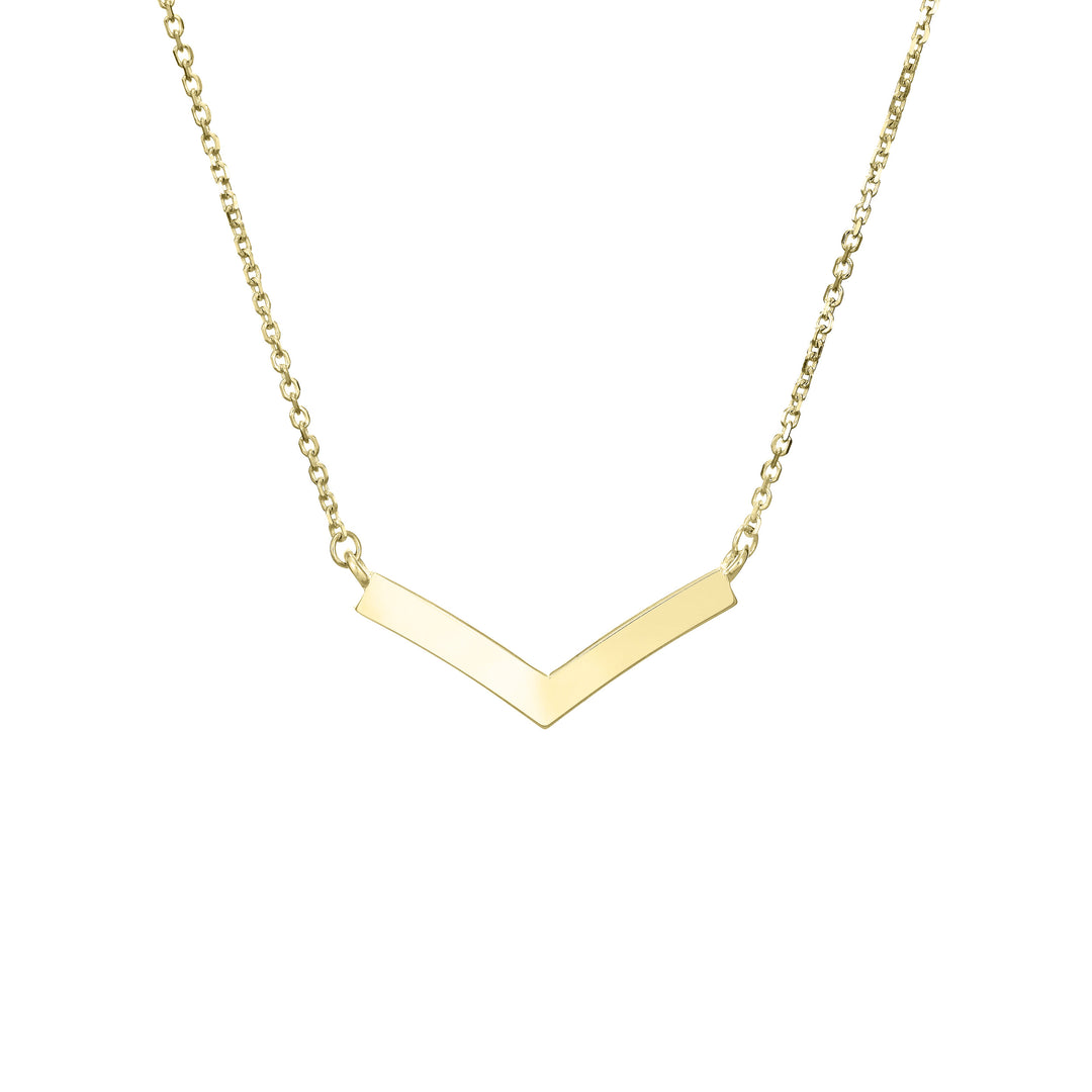 close by me jewelry's 14k yellow gold chevron ashes necklace from the back