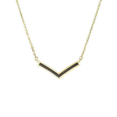 close by me jewelry's 14k yellow gold chevron ashes necklace from the front