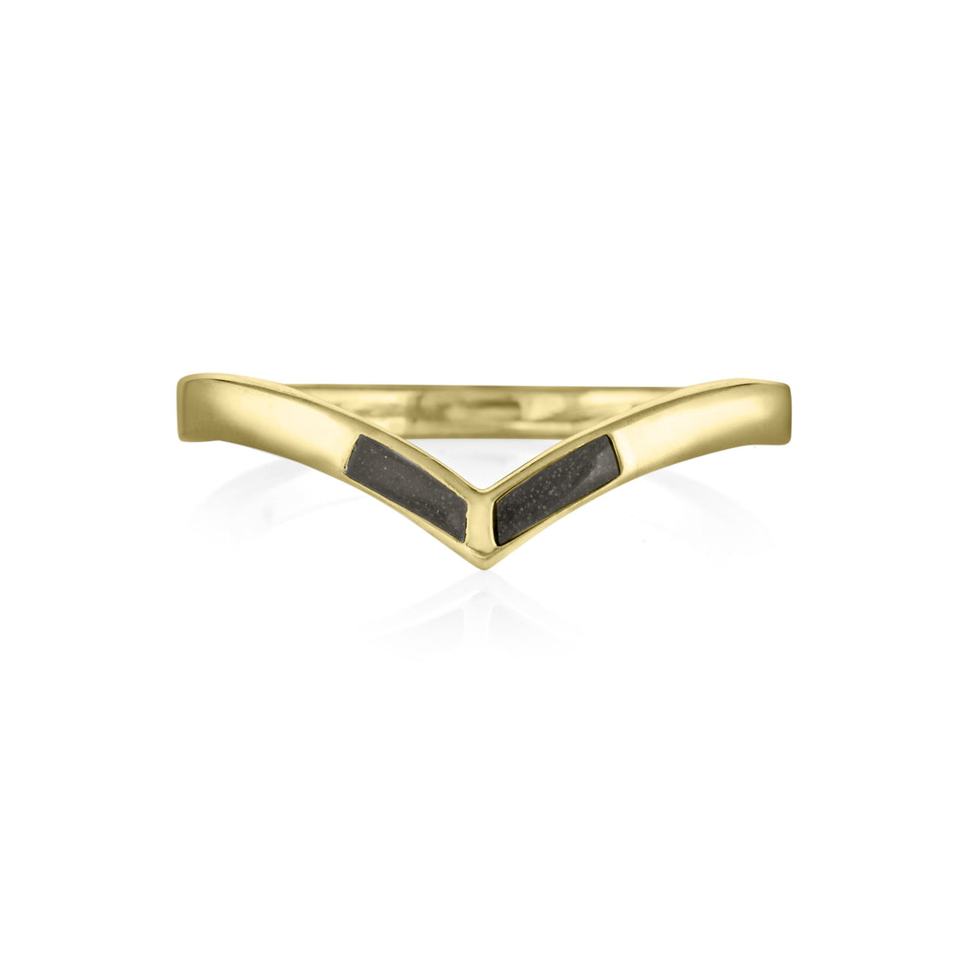 Chevron Cremation Ring in 14K Yellow Gold