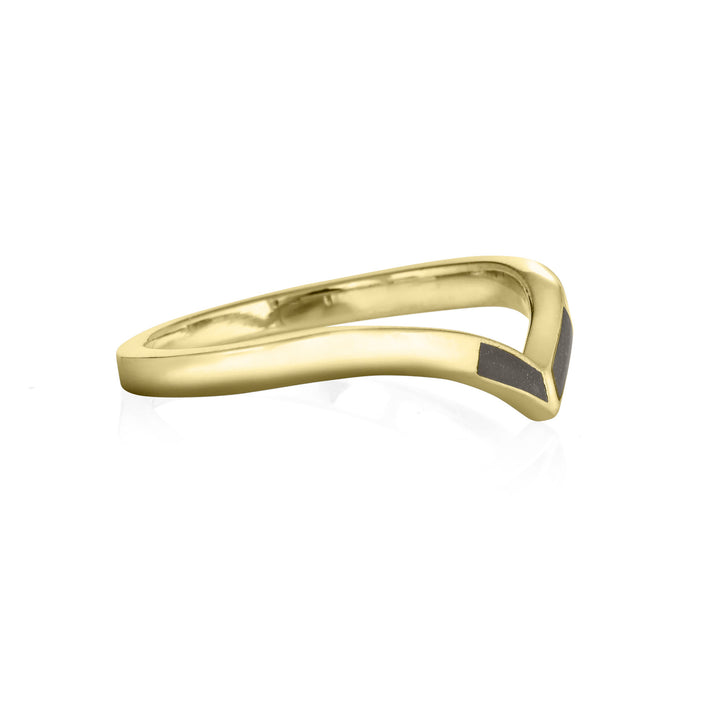 Chevron Cremation Ring in 14K Yellow Gold