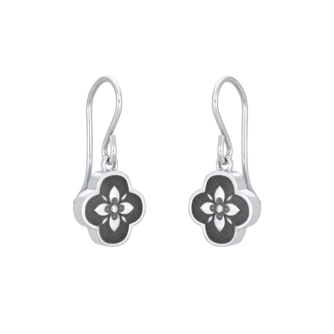 Clover Cremation Earrings in 14K White Gold