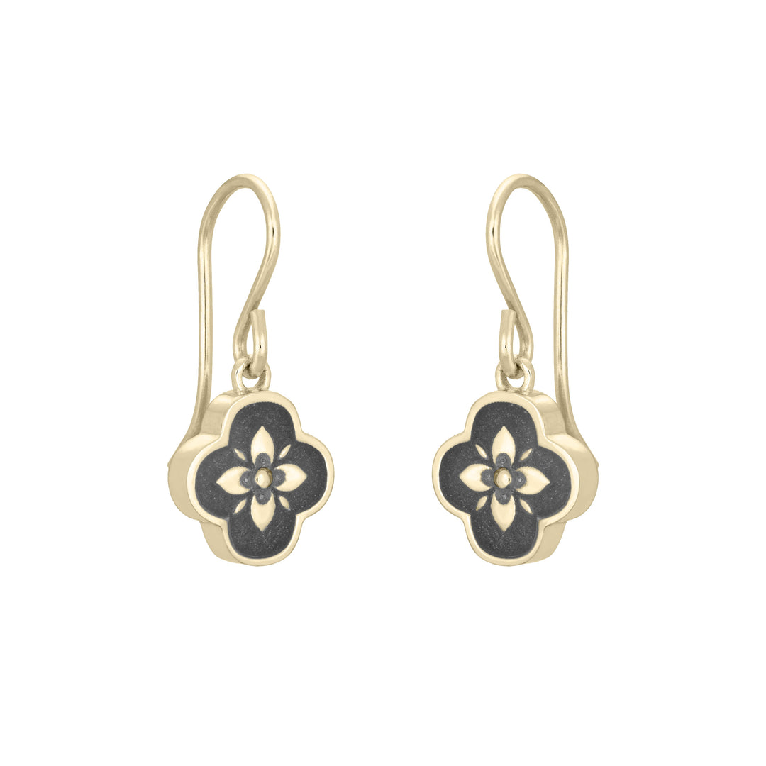 Clover Cremation Earrings in 14K Yellow Gold