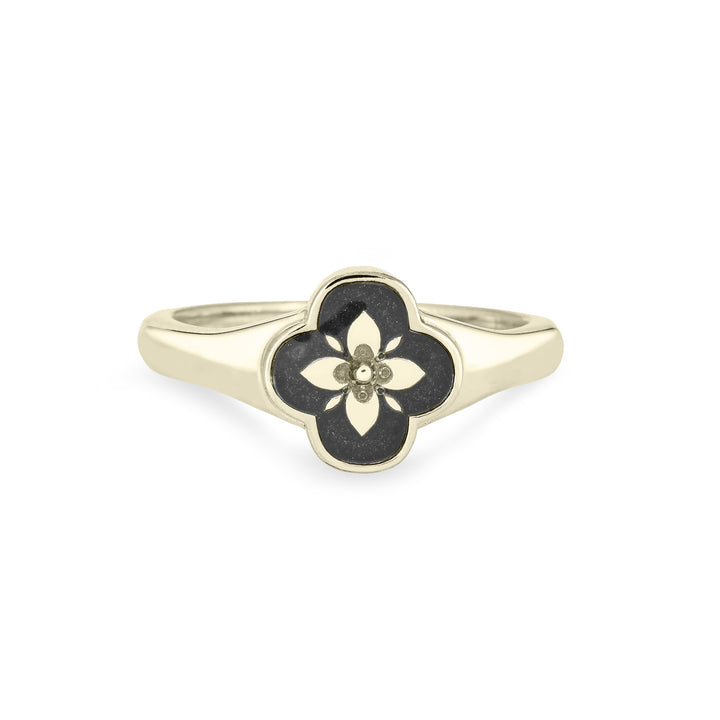 Clover Cremation Ring in 14K Yellow Gold