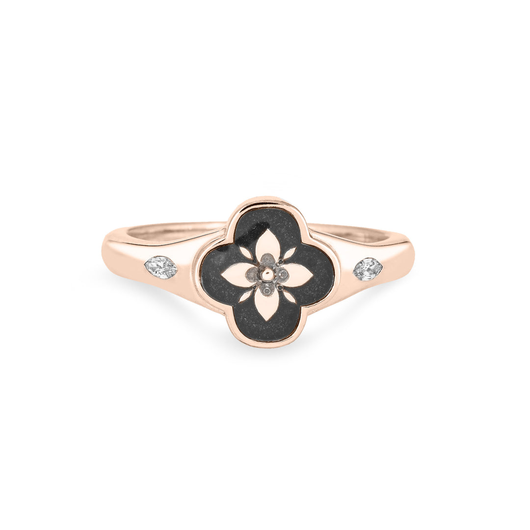 Clover Cremation Ring in 14K Rose Gold