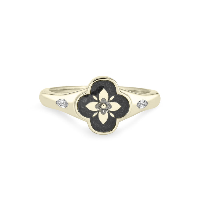 Clover Cremation Ring in 14K Yellow Gold