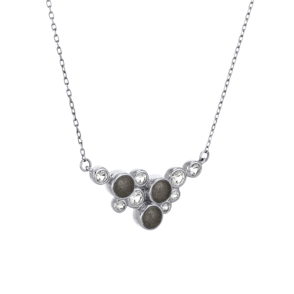 Side view of the Constellation Cremation Necklace in 14K White Gold against a solid white background.