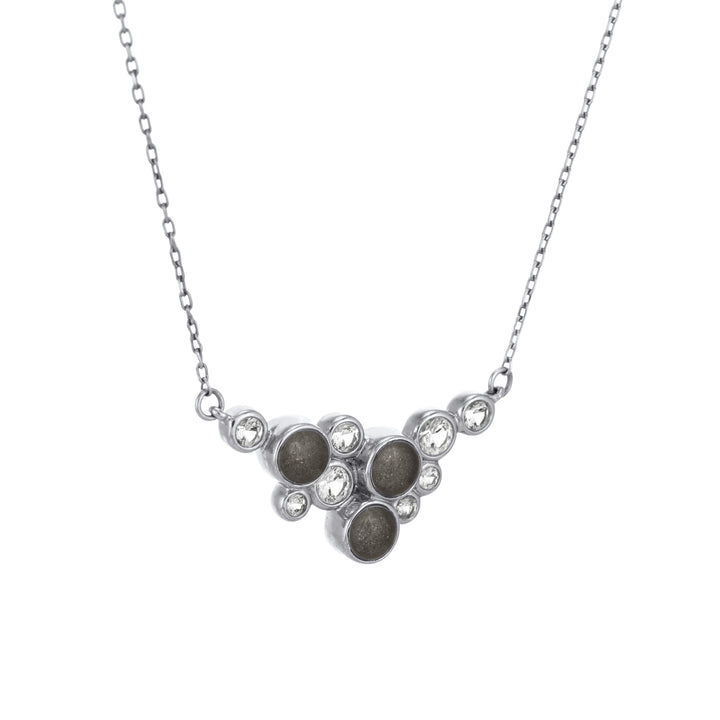 Side view of the Constellation Cremation Necklace in 14K White Gold against a solid white background.