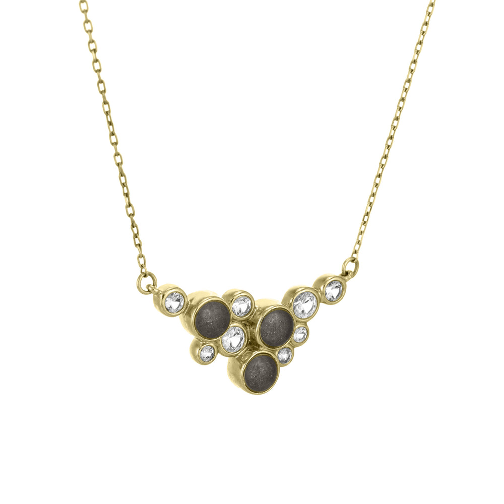 Side view of the Constellation Cremation Necklace in 14K Yellow Gold against a solid white background.