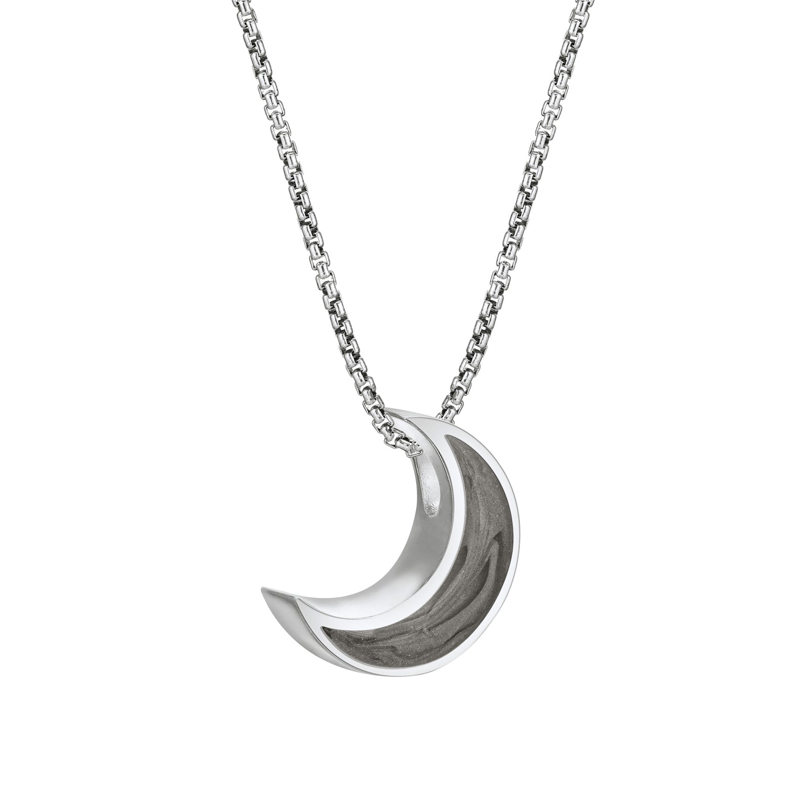 Bespoke Cremation Jewelry • Sterling Silver and top Clear Cubic Zirconia Crescent Moon Cremation Ash Pendant