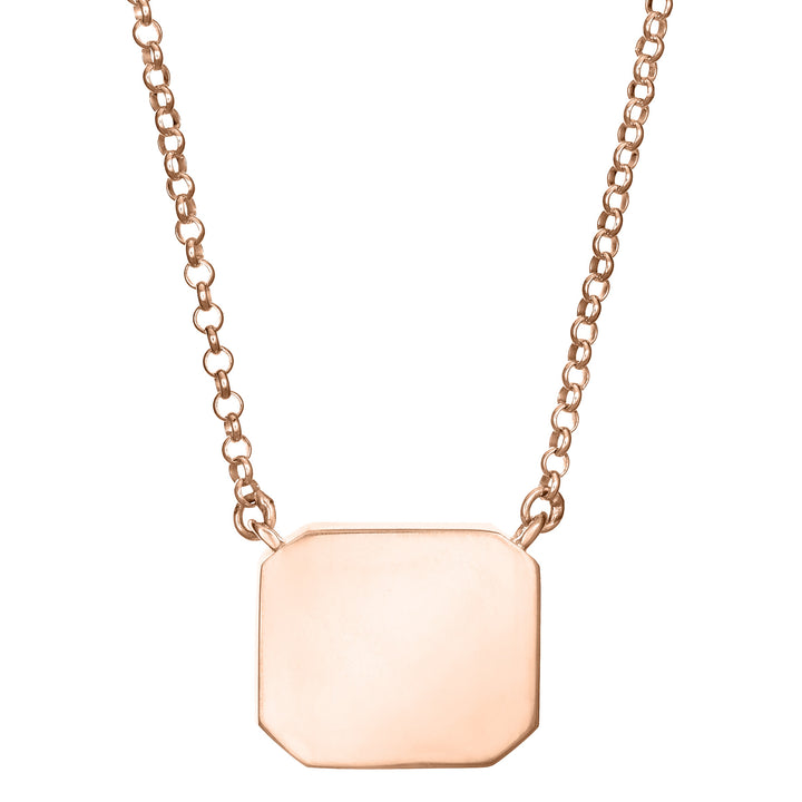 The cushion art deco memorial necklace design by close by me jewelry in 14k rose gold from the back