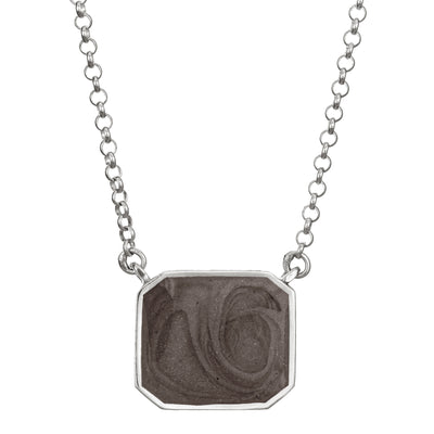 The cushion art deco ashes necklace design by close by me jewelry in sterling silver from the front