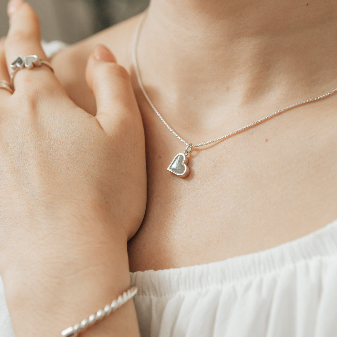 Dainty Heart Cremation Necklace in Sterling Silver