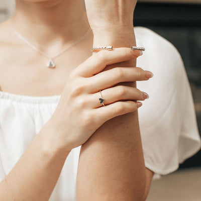 Dainty Heart Cremation Ring in Sterling Silver