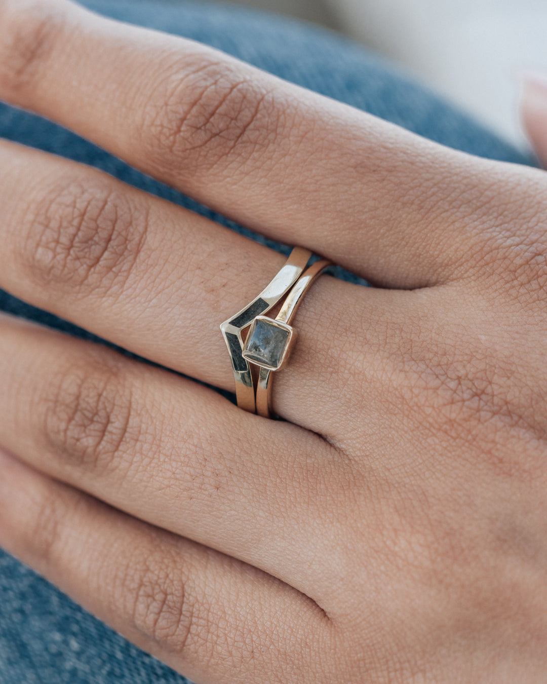 Dainty Square Cremation Ring in 14K Rose Gold